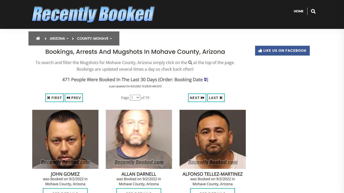 Bookings, Arrests and Mugshots in Mohave County, Arizona - Recently Booked